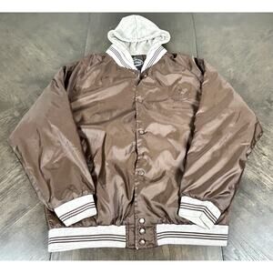 Brown / Gray Baseball Jacket Team Realtree Hooded Quilted Lining Medium 38/40